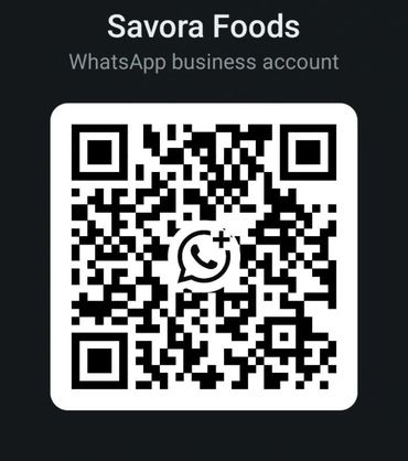 QR code for Savora Foods WhatsApp business account.