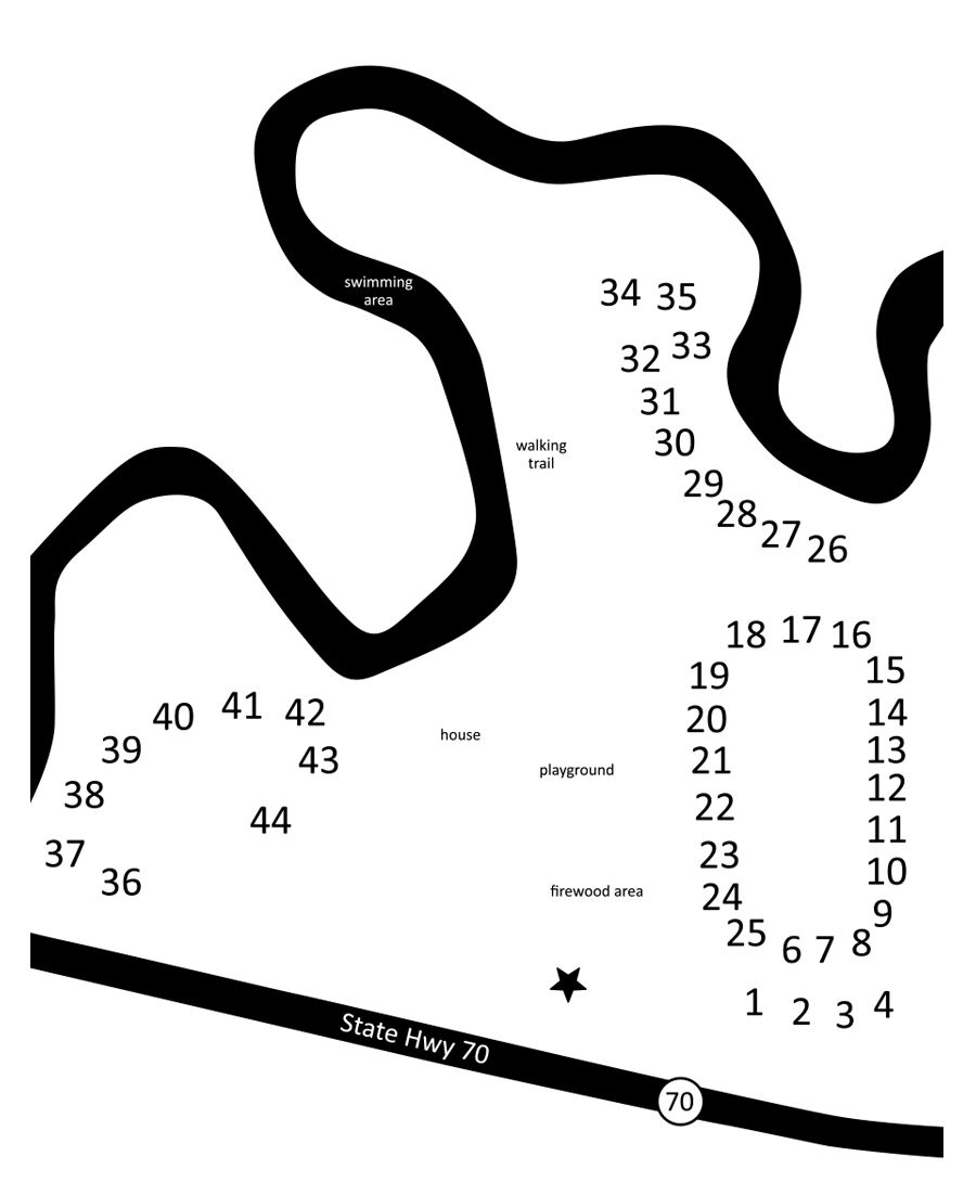Map of our 43 seasonal sites on the campground