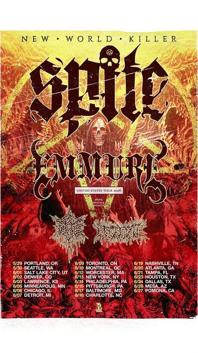 Concert poster for Slipknot's 2026 United States tour with Emmure and others.