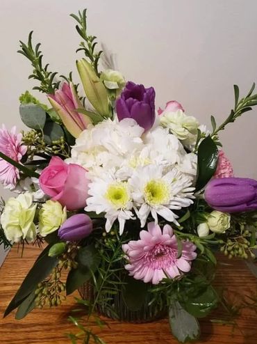 Tulip and Lily spring flower arrangement