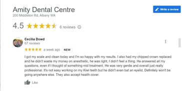 Google reviewing Our Dentist in Albany in Amity Dental Centre