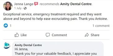 Facebook reviews for amity Dental Centre and Our Dentist in Albany clinic