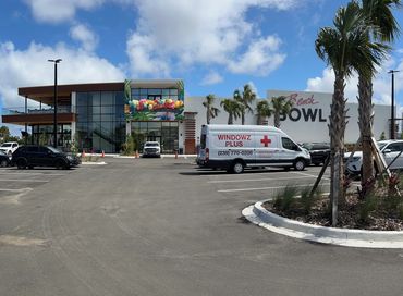 window washing bowling alley