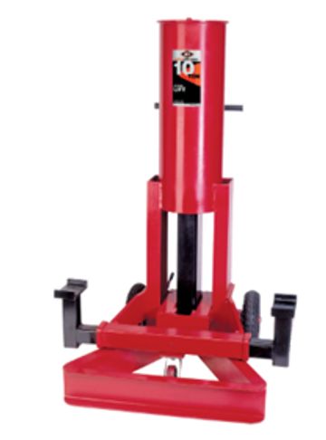 Red hydraulic log splitter.