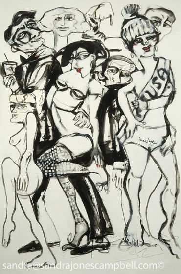 Sandra Jones Campbell
Bunny Hop Gone Awry
Acrylic on canvas, Laguna Beach, Contemporary blk/white