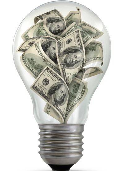 Lightbulb with money inside