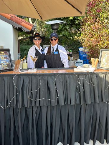 Mobile bartending in Pebble Beach for Car Week with portable two tier fabric bar
