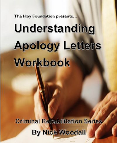 Cover of a workbook titled 'Understanding Apology Letters Workbook' by Nick Woodall.