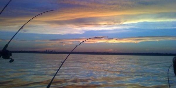 Pretty evening sunset aboard a Port Washington fishing charters. Charter fishing in Port Washington 