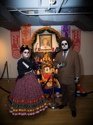 Frida Kahlo ofrenda installation with Frida and Diego models