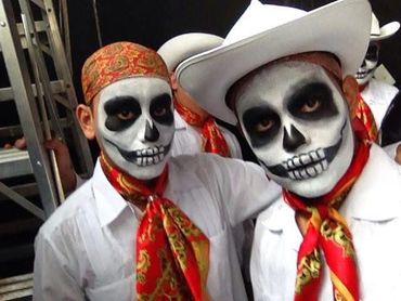 Calaveras y Colores dancers preparing for the folk program and Harbourfront Centre