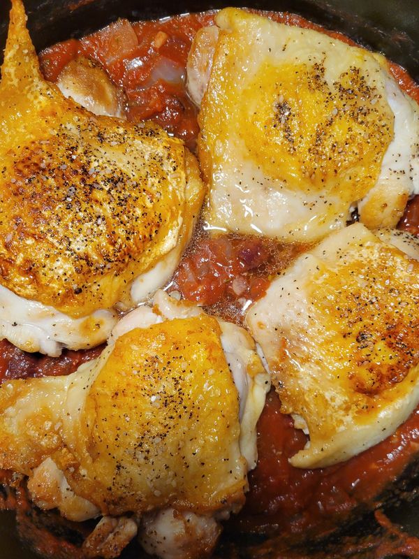 Chicken Provencal with bone-in thighs