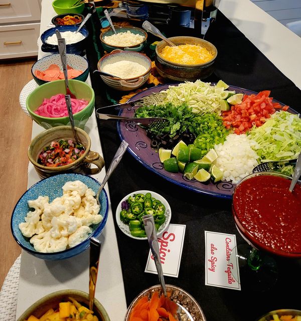 Our Taco Bars are fresh and colorful. Tasty too