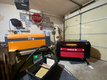 My work space. Laser Machines