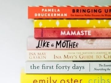 stack of books for perinatal education