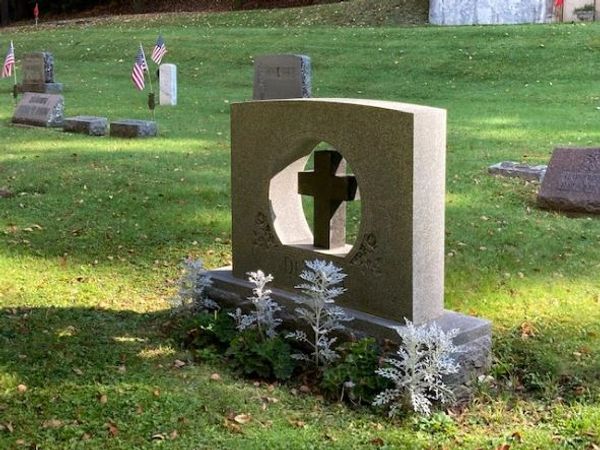 .Interesting gravestone at Lakewood Cemetery Cooperstown, a cross in a hollowed circle