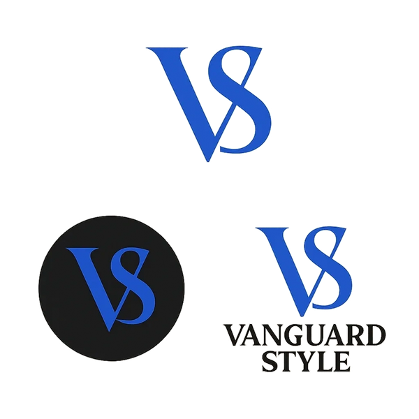 Three variations of a blue 'VS' logo with 'Vanguard Style' text.