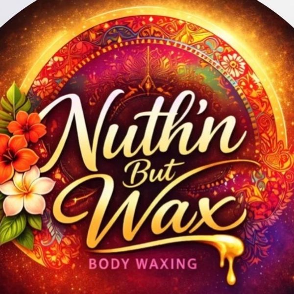 Colorful logo for Nuth'n But Wax body waxing service.