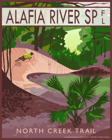Poster of mountain biker riding North Creek Trail, Alafia River State Park, Florida