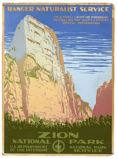 Zion National Park WPA poster in the public domain.