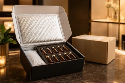 Elite Hydration & Wellness peptide shipping box prepared for convenient home delivery