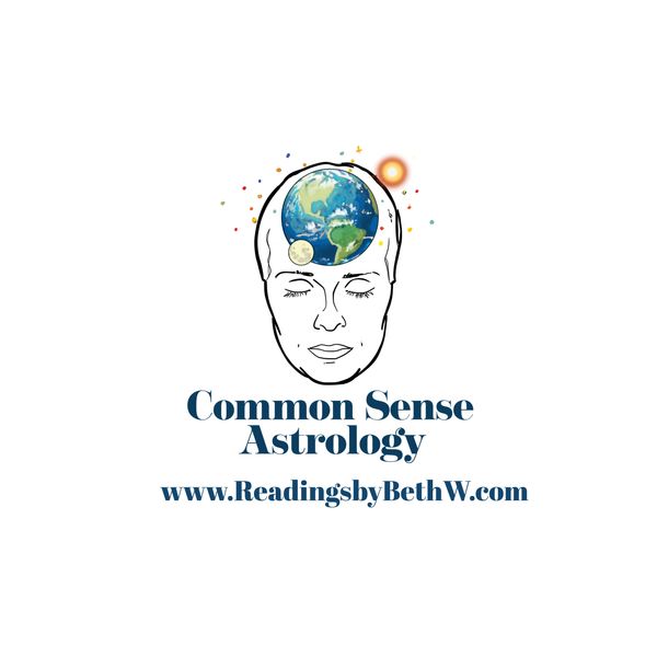 Logo of Common Sense Astrology with a head and planets.