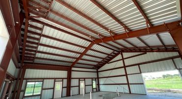 prefab red iron steel building workshop