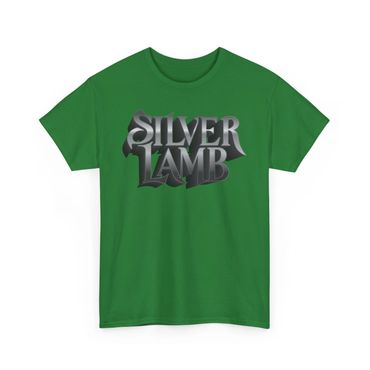 Green t-shirt with bold silver text reading 'SILVER LAMB'.