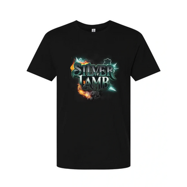 Black t-shirt with "Silver Lamb" text and fiery, electric effects.
