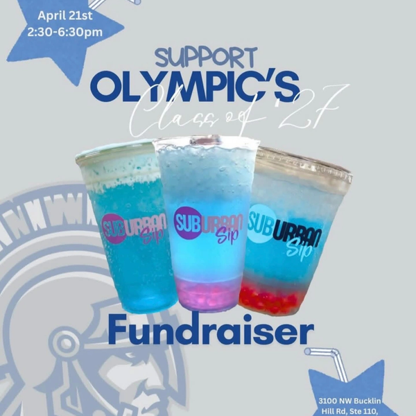 Fundraiser for Olympic's Class of 2027 with colorful drinks.
