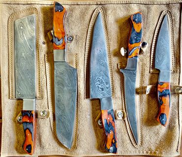 Exotic Wood Chef Damascus Steel Set