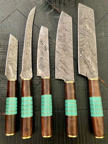 Wallnut Wood Handle and Resin with Brass