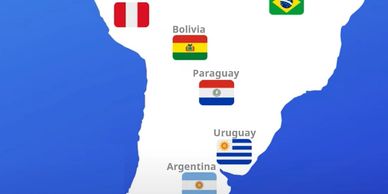 United 2026 World Cup Soccer CONMEBOL Member Countries Map.