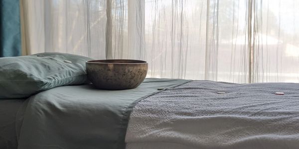 Tibetan singing bowl on Reiki Table, Relax, wellness