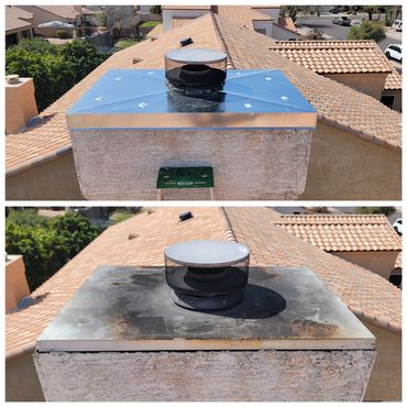 Before and after of a chase cover replacement