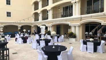 Wedding reception outdoor terrace oceanfront