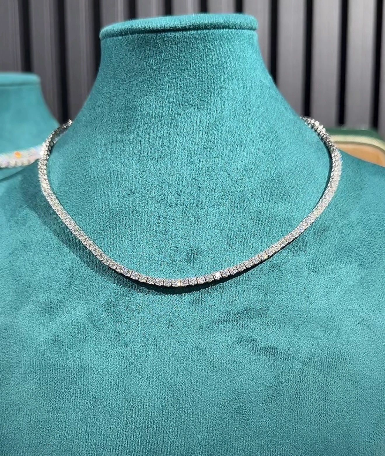 3mm 16in 9ct Moissante Tennis Necklace For sale