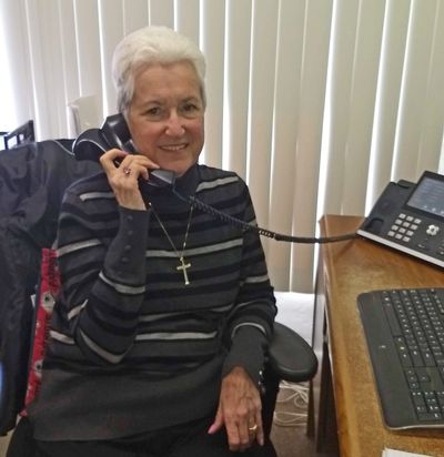 Carol Lucas volunteers in the call center one day a week.