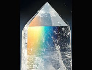 Crystal with prism colors.