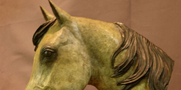 Bronze horse with gray patina