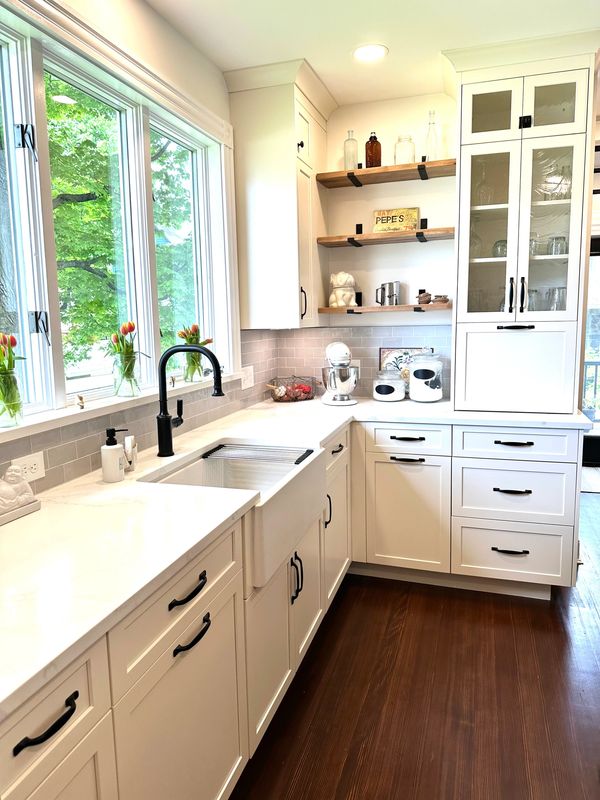Kitchen remodel
Kitchen Renovation
new cabinetry
farmhouse sink
custom shelving