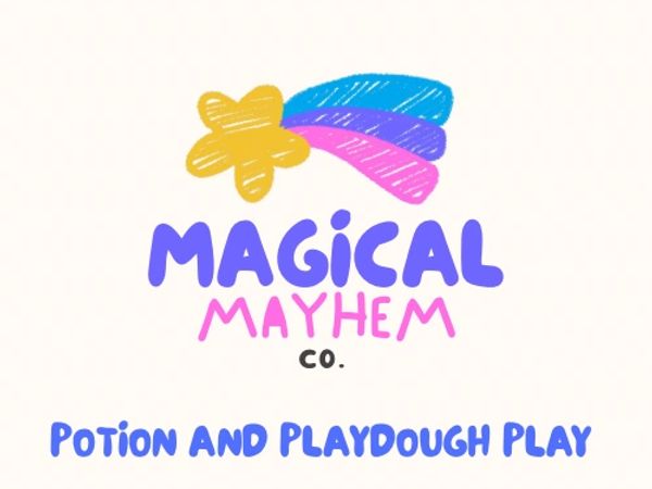 Logo of Magical Mayhem Co. with a colorful shooting star and playful text.
