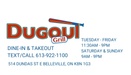 DUGOUT GRILL
DINE-IN & TAKEOUT
TEXT/CALL
613-922-1100