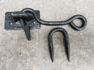 Gate latch and keep hardware.
