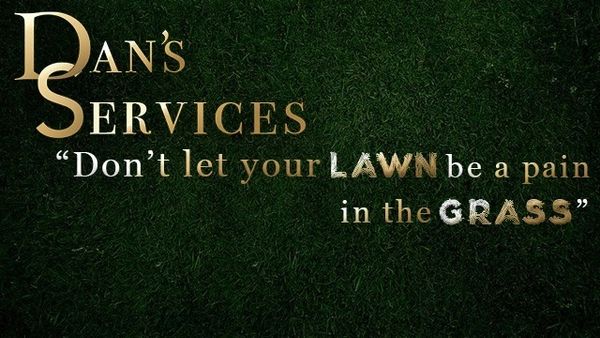 Dan's Services lawn care ad with a clever grass pun.