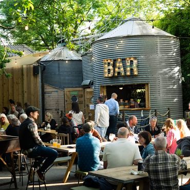 Unique outdoor venue in Cornwall, Bar Silo. The silo conversions were completed by MJA Carpentry.