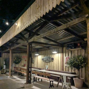 The finished train station event space in Cornwall, built by MJA Carpentry for Bar Silo.