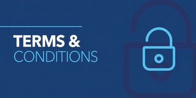 Terms and conditions with blue lock icon.