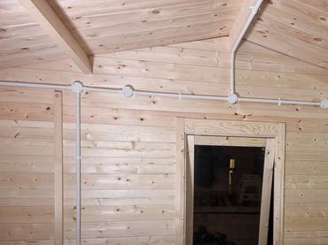 Power and lighting in a new salon - New Cross, London, UK.