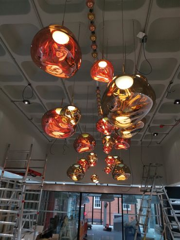 Commercial electrical installation, office lighting.